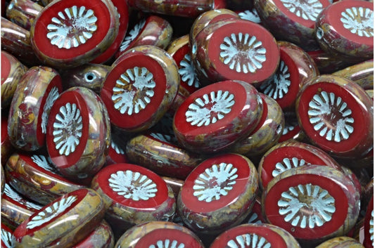 テーブルカットキウイビーズ、93300 トラバーチンライトブルーライン（93300-86800-54308）、ガラス、チェコ共和国