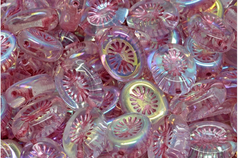 キウイビーズ、クリスタルABピンクメタリックライン（00030-28701-54305）、ガラス、チェコ共和国