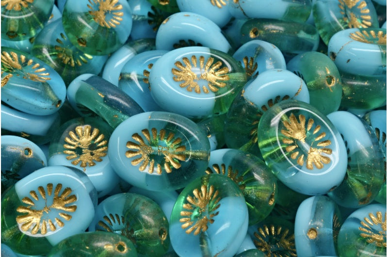 キウイビーズ、56660 ゴールドライン（56660-54302）、ガラス、チェコ共和国