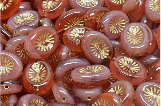 Kiwi Beads, Transparent Red Opal Pink Gold Lined (70350-71010-54302), Glass, Czech Republic