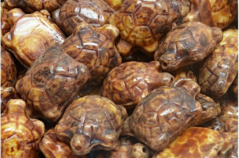 タートルビーズ、R2107 トラバーチン（R2107-86800）、ガラス、チェコ共和国