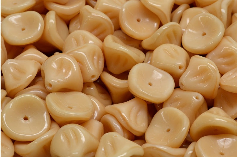 Daylily Flower Beads, Beige (13020), Glass, Czech Republic