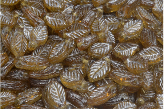 Bay Leaf Beads, Transparent Orange Silver Lined (10060-54301), Glass, Czech Republic