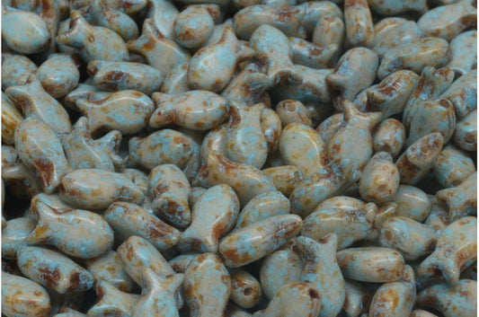 Simple Fish Beads, White Stain Strong 94308 (02010-86805-94308), Glass, Czech Republic