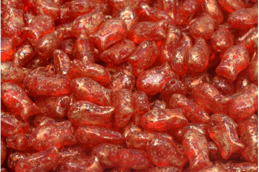 Simple Fish Beads, Transparent Red 94408 (90060-94408), Glass, Czech Republic