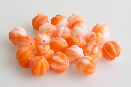 Melon Beads, Oranzovy Mixed Colors (ORANZOVY-MIx), Glass, Czech Republic