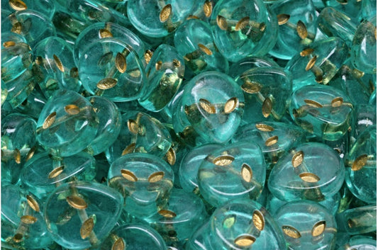 エイリアンヘッド、クリスタルゴールドラインライトターコイズ（00030-54302-34309）、ガラス、チェコ共和国