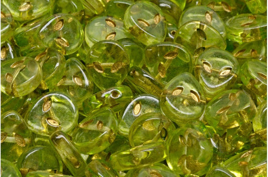 Alien Head, Crystal Gold Lined Light Green (00030-54302-34310), Glass, Czech Republic