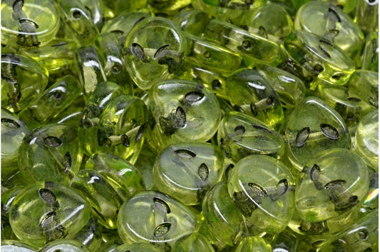 OUTLET 10 grams Alien Head, 9 x 11 mm, Crystal Black Lined Light Green (00030-43815-34310), Glass, Czech Republic