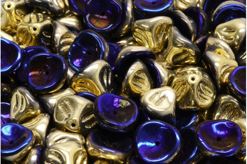 OUTLET 10 grams Daylily Flower Beads, 10 x 8 mm, Black 98548 (23980-98548), Glass, Czech Republic