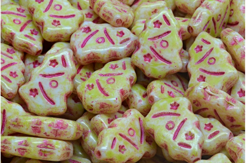 圣诞树珠子，白色浅绿色粉色内衬（02010-34310-43807），玻璃，捷克共和国