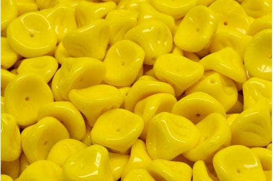 OUTLET 10 grams Daylily Flower Beads, 10 x 8 mm, Yellow (83120), Glass, Czech Republic