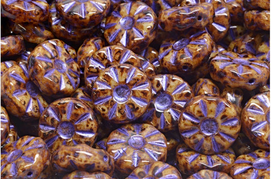 Sunflower Beads, Beige Travertin 43810 (13020-86800-43810), Glass, Czech Republic