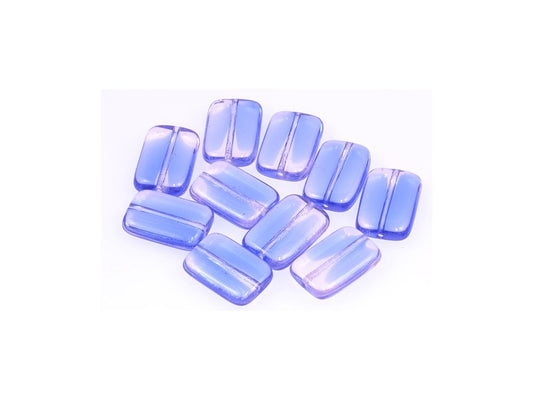 10克长方形珠，15 x 10毫米，蓝粉混色 (37701)，玻璃，捷克共和国