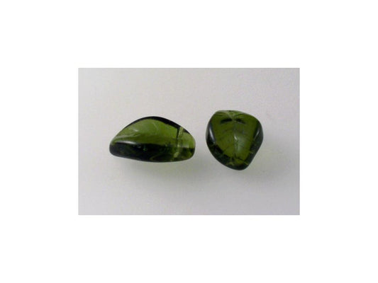 OUTLET 10 grams Wavy Leaf Beads, 9 x 14 mm, Transparent Green (50230), Glass, Czech Republic