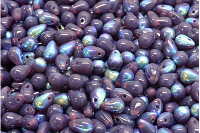 Drop Beads, Opal Dark Lavender Ab (21010-28701), Glass, Czech Republic