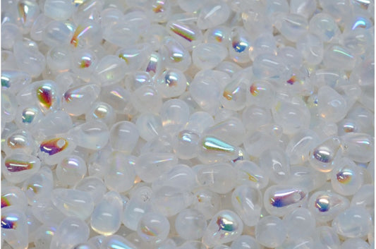 Drop Beads, Opal White Crystal Ab (01000-00030-28701), Glass, Czech Republic