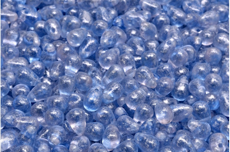 Drop Beads, Transparent Pink Transparent Blue Silver Gray (70100-30040-34301), Glass, Czech Republic