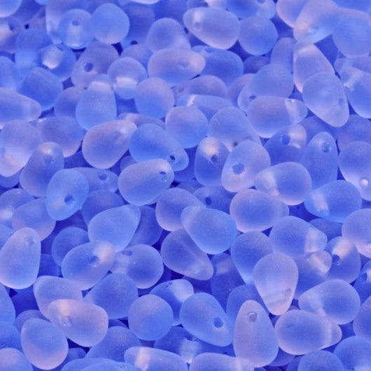 Drop Beads, Transparent Pink Transparent Blue Matte (70100-30040-84100), Glass, Czech Republic