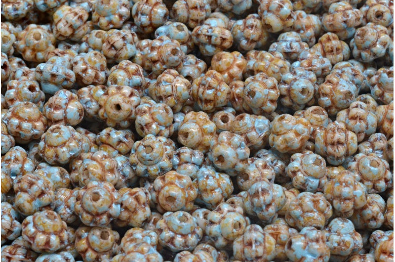 スピナービーズ、ホワイトトラバーチン 94308 (02010-86800-94308)、ガラス、チェコ共和国