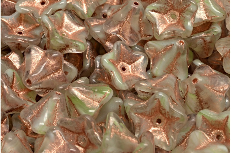 Petunia Flower Beads, 55004 Copper Lined (55004-54318), Glass, Czech Republic
