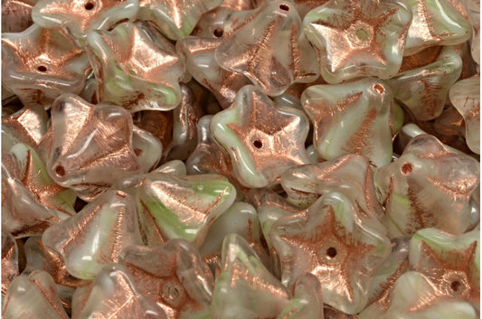 Petunia Flower Beads, 55004 Copper Lined (55004-54318), Glass, Czech Republic