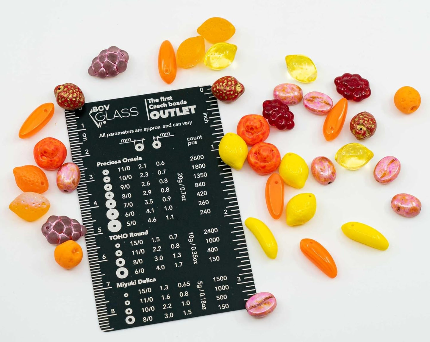 Fruit Czech Glass Bead Mix with Lemon, Banana, Grape, Coffee and Other Fruit Beads