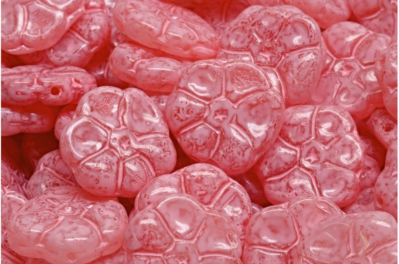 プリムローズフラワービーズ、R0932 ウォームパープルスポット（R0932-33304）、ガラス、チェコ共和国