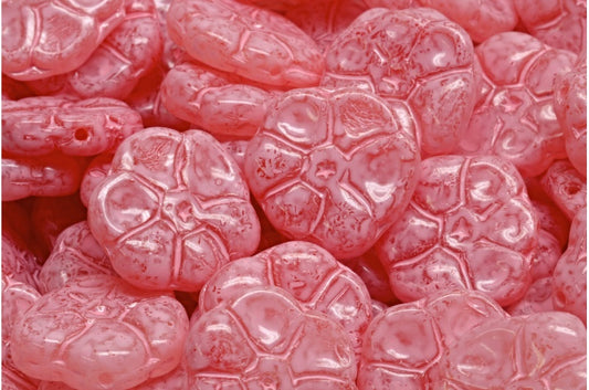 プリムローズフラワービーズ、R0932 ウォームパープルスポット（R0932-33304）、ガラス、チェコ共和国