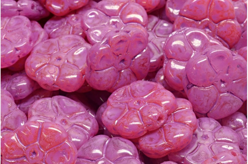 プリムローズフラワービーズ、R0932 ピンクスポット（R0932-33306）、ガラス、チェコ共和国