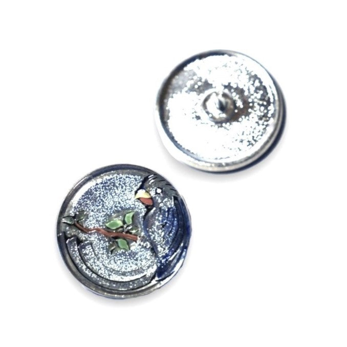 1個 手描きガラスボタン（飾り付き）、サイズ16（36 mm）、ガラス、チェコ共和国