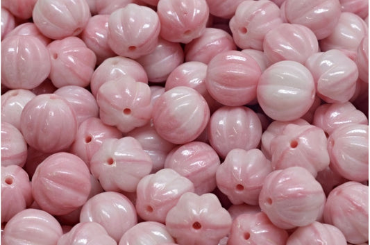 メロンビーズ、ピンクヘマタイト（07724-14400）、ガラス、チェコ共和国