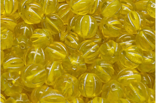 透明黄色银边瓜形珠（80020-54301），玻璃，捷克共和国