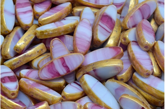 Table Cut Ship Flat Beads, 37713 Gold Splash (37713-86720), Glass, Czech Republic