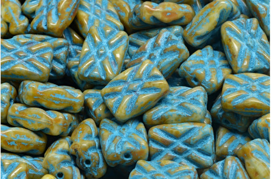 设计精美的矩形珠子，灰色洞石浅蓝色内衬（83500-86800-54308），玻璃，捷克共和国