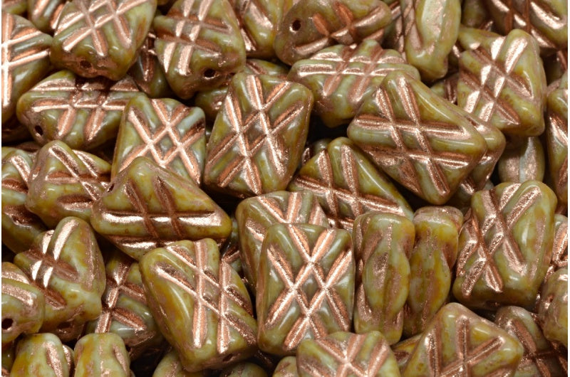 设计精美的矩形珠子，灰色洞石铜衬里（83500-86800-54318），玻璃，捷克共和国