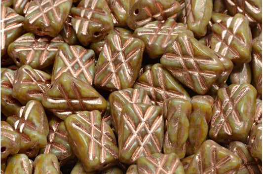 设计精美的矩形珠子，灰色洞石铜衬里（83500-86800-54318），玻璃，捷克共和国