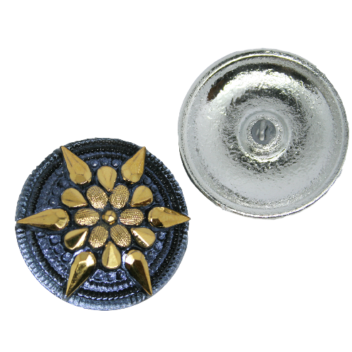 1 pcs Hand Painted Glass Buttons with ornament, size 16 (36 mm), Glass, Czech Republic