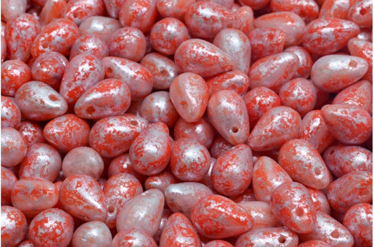 Drop Beads, Green Purple Silver Splash (95000-94400), Glass, Czech Republic