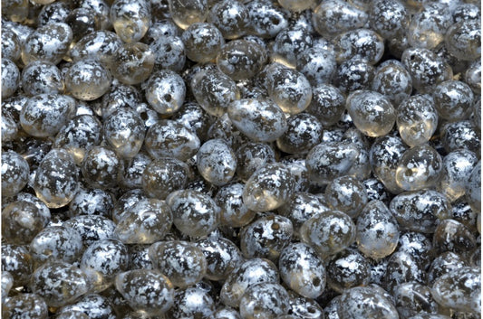 Drop Beads, Transparent Brown Silver Splash (10200-94400), Glass, Czech Republic