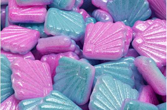 Diafan Beads, White Double Side Purple Blue (02010-541020), Glass, Czech Republic