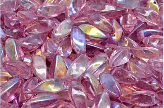 Twist Beads, Crystal Ab Light Fuchsia Pink (00030-28701-34306), Glass, Czech Republic