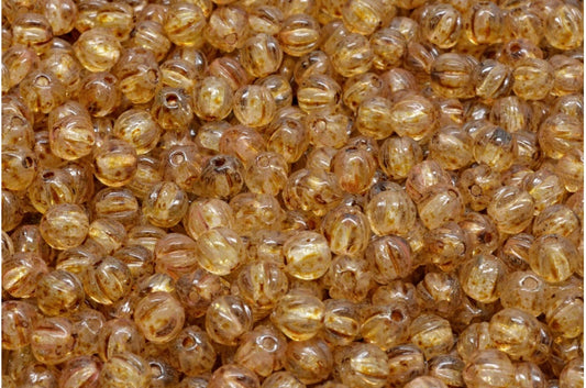 Melon Beads, Crystal Travertin (00030-86800), Glass, Czech Republic