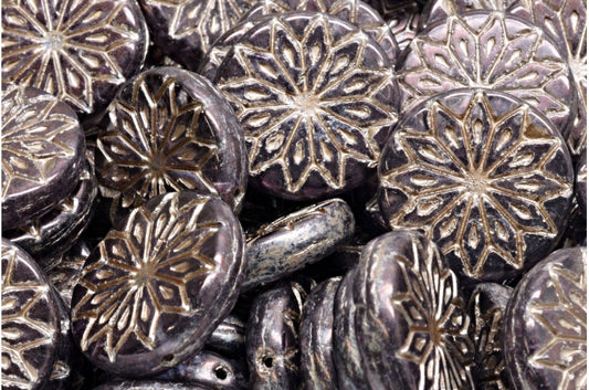 Origami Flower Beads, Crystal Purple Copper Lined (00030-15726-54324), Glass, Czech Republic