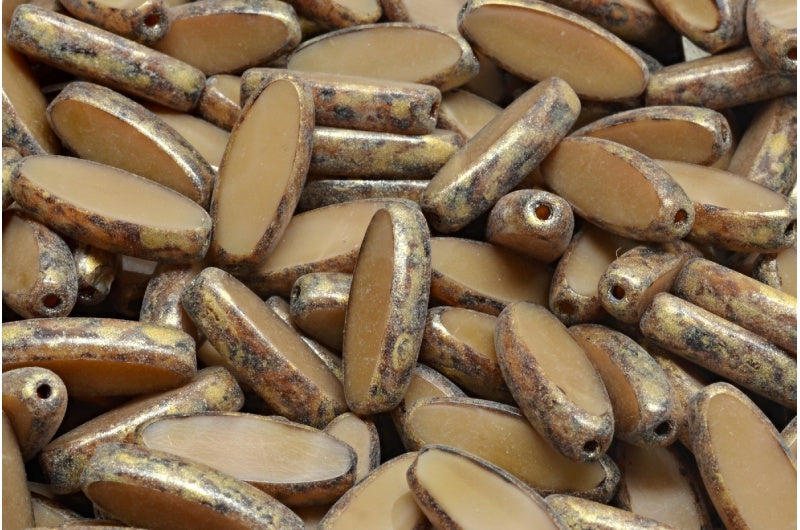 Table Cut Ship Flat Beads, 17113 Travertin Light Yellow (17113-86800-34302), Glass, Czech Republic