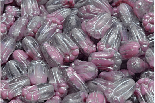 Tulip Bud Beads, Pink Silver Lined (R0742-54301), Glass, Czech Republic