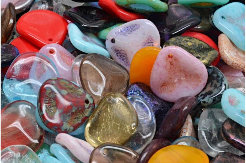 Rose Petal Beads, 1 Mixed Colors (00001-mix), Glass, Czech Republic