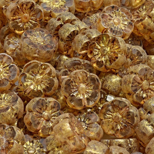 OUTLET 10 grams Table Cut Hawaii Flower Beads, 10 x 10 mm, Crystal 65422 (00030-65422), Glass, Czech Republic