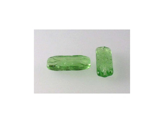 OUTLET 10克花朵形长方形珠子，20 x 8毫米，透明绿色 (50410)，玻璃，捷克共和国