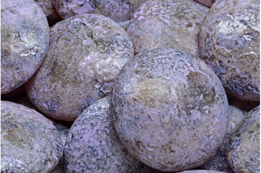 Cabochon Beads, Crystal Etched Travertin Cold Purple Spotted (00030-etch-86800-33305), Glass, Czech Republic